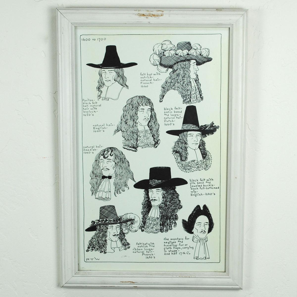 Village Hat Shop | Blemished Vintage History of Hats Framed Mystery Print | HISTOFHATS2 | profile | ASSORTED