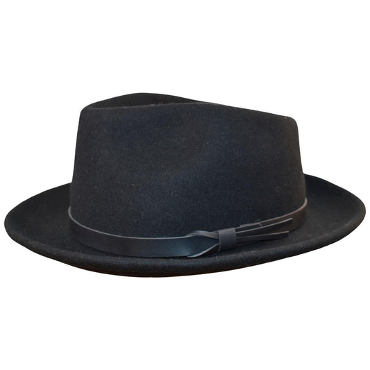 Toucan Collection | Wool Felt Teardrop Fedora Hat - Made to Order | 125848 | lead | BLACK