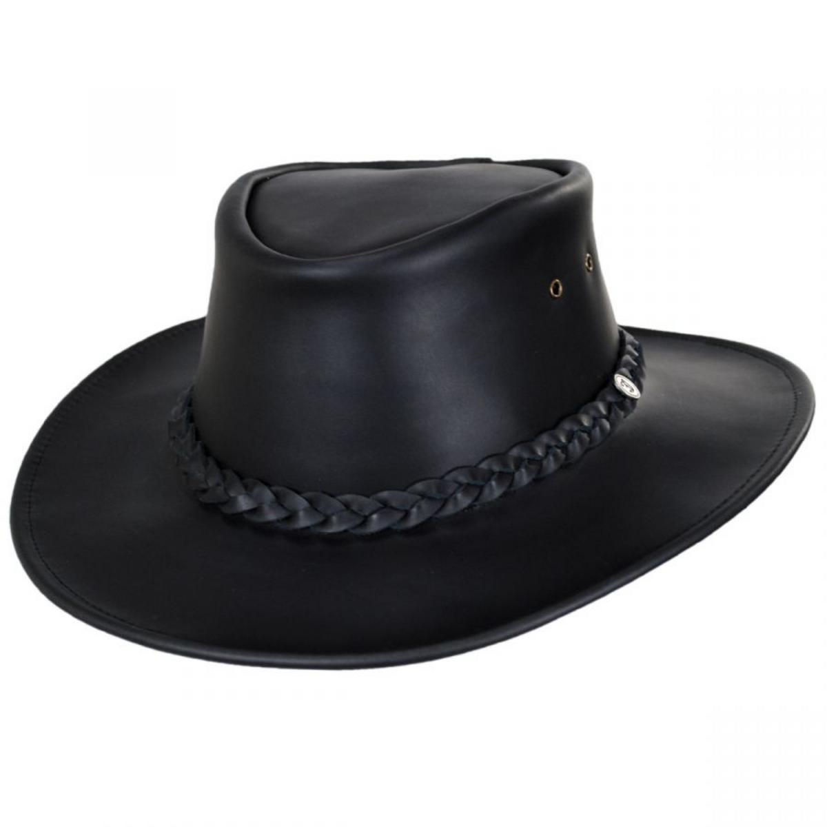 Black leather outback hat 2025