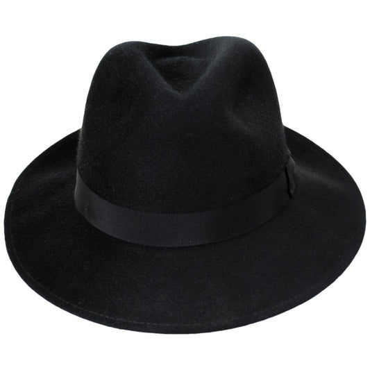 Bailey 1922 | Criss Wool LiteFelt Long Teardrop Fedora Hat | 130157 | front | BLACK