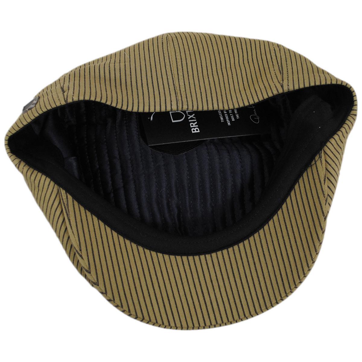 BRIXTON HATS | Brood Cotton Stripe Newsboy Cap | 161515 | under | DARK TAN/BLACK HICKORY STRIPE