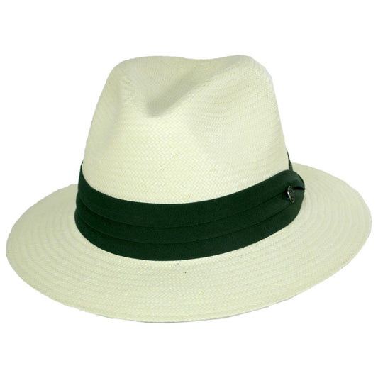 Jaxon Hats | Wholesale Toyo Straw Safari Fedora Hat - Green Band B2B Pre-Pack | B2B129904 | lead | IVORY