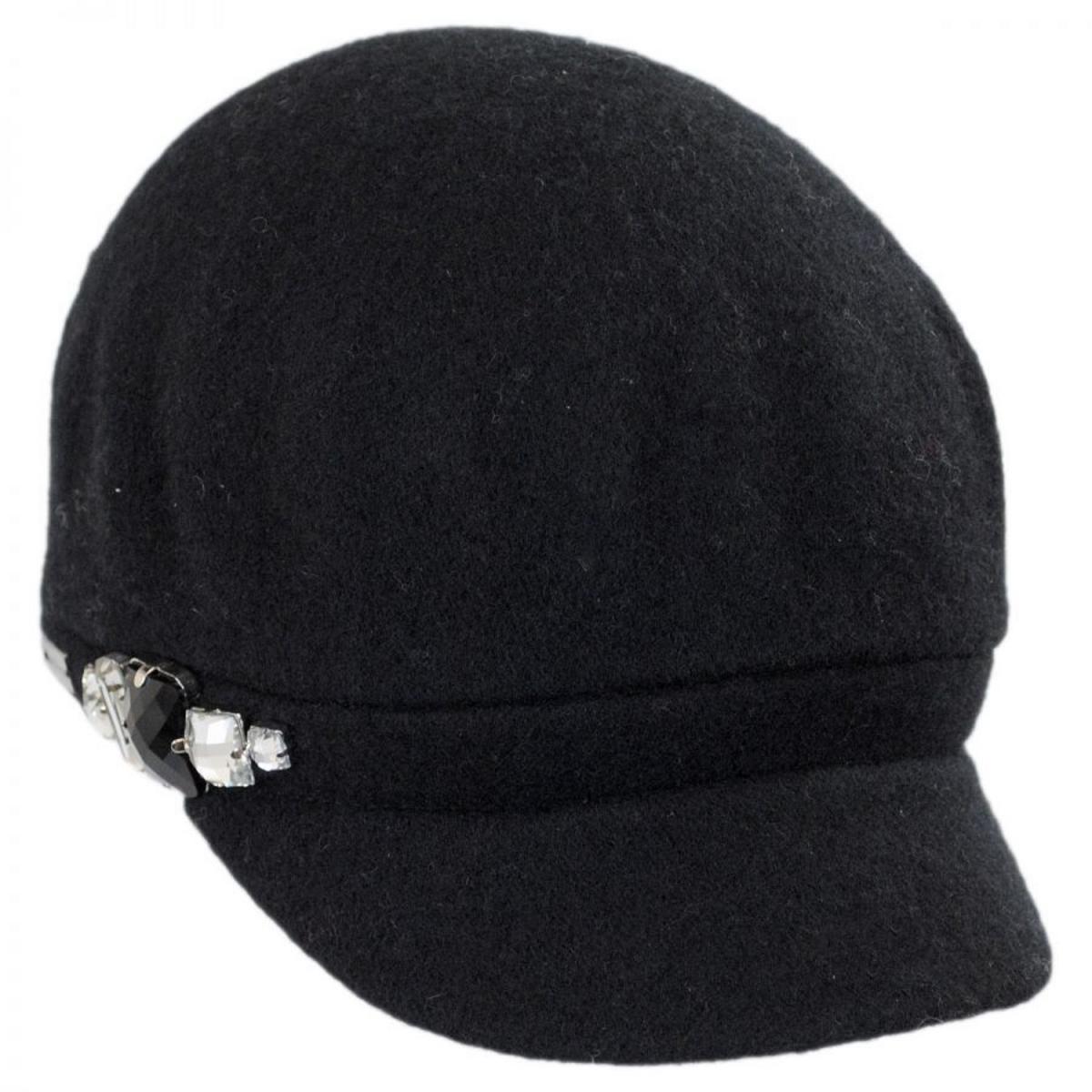 Betmar | Rhinestone Wool Cap | 106075 | lead | BLACK