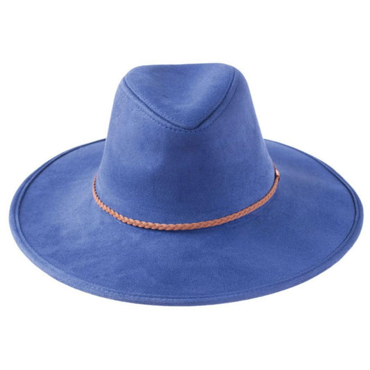 Toucan Collection | Vegan Suede Safari Fedora Hat - Made to Order | 109306 | lead | BLUE
