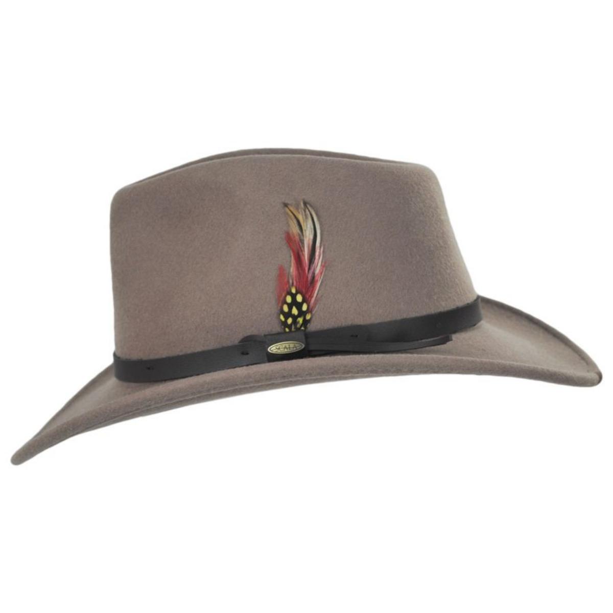 Scala | Dakota Wool Crushable Outback Hat | 130443 | profile | PUTTY