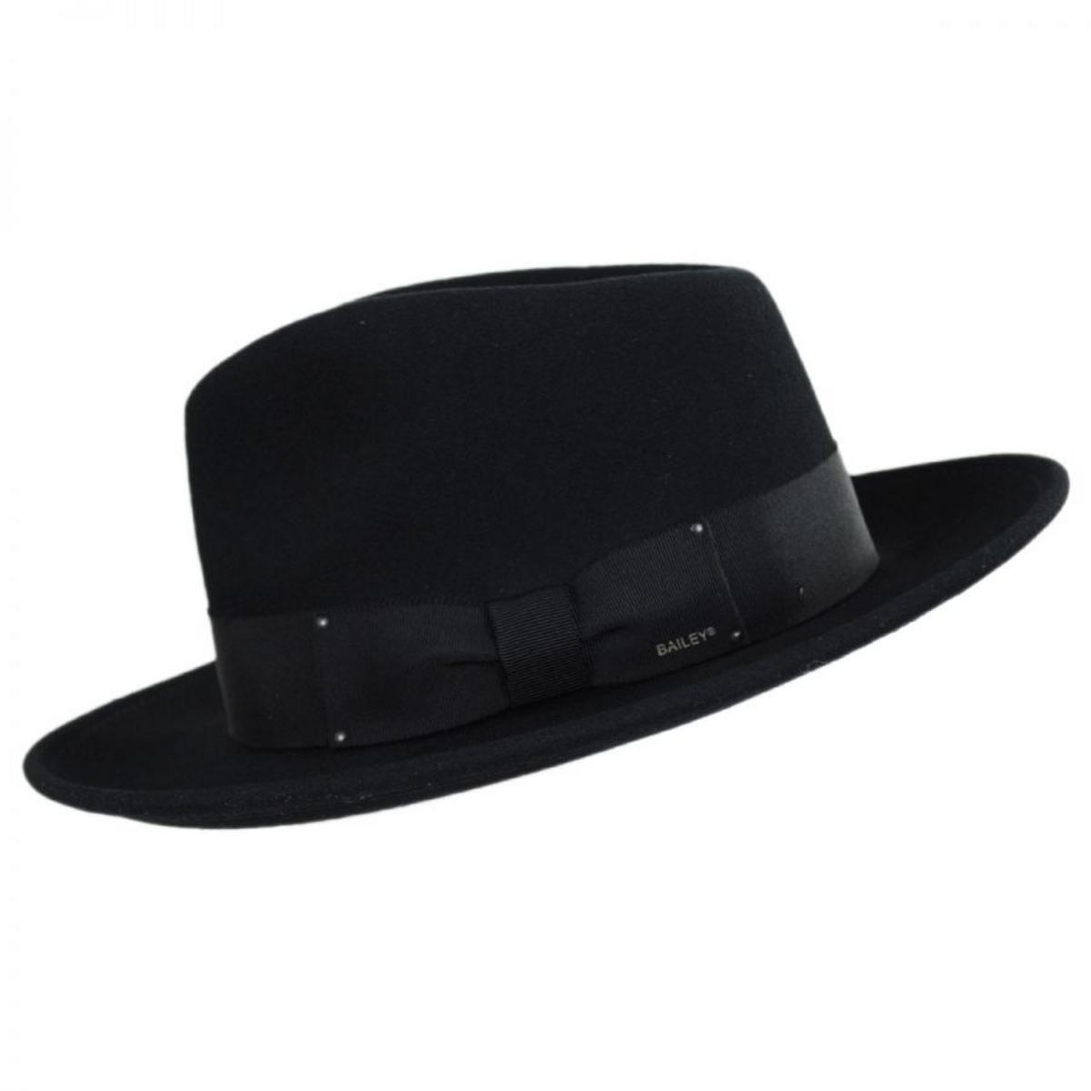 Bailey 1922 | Packable Wool LiteFelt Fedora Hat  | 130003 | profile | BLACK