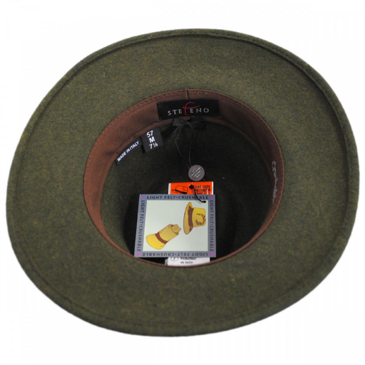 Stefeno Hats | Hiker Wool Felt Safari Fedora Hat | 136062 | under | MIRTO OLIVE MIX