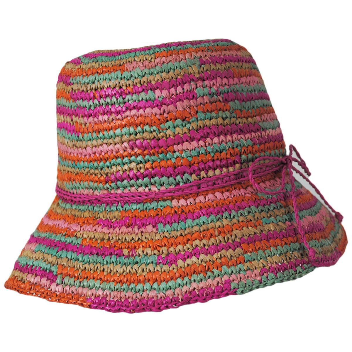 San Diego Hat Company | Iris Raffia Straw Bucket Hat | 103689 | profile | MULTI PINK