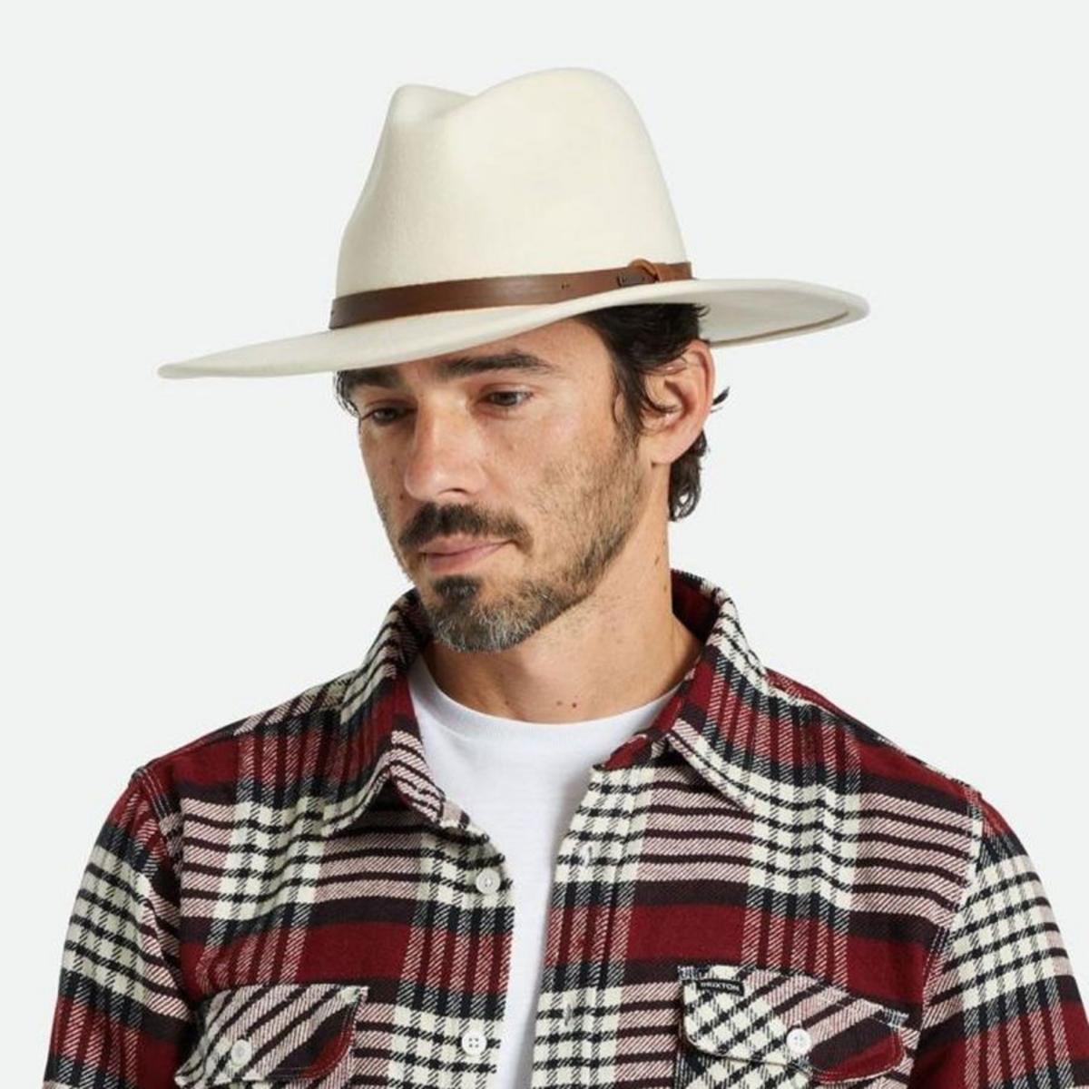 BRIXTON HATS | Field Proper Wool Felt Fedora Hat | 135647 | lsmone | WHITE CAP