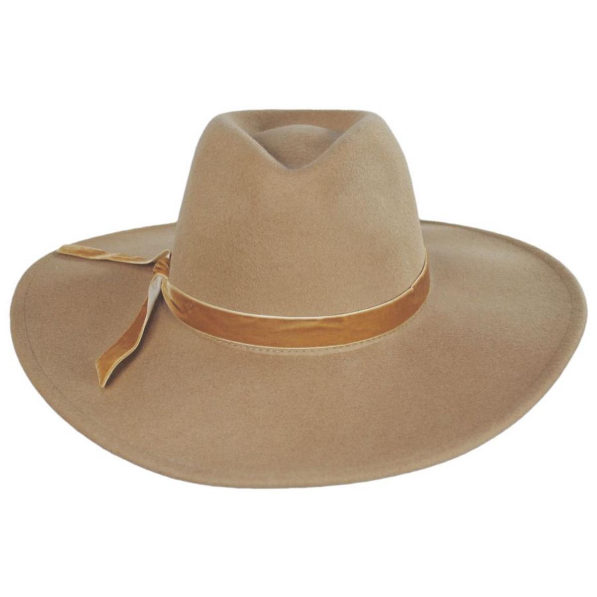 Scala | Calista Wide Brim Wool Felt Fedora Hat | 123420 | front | TAN