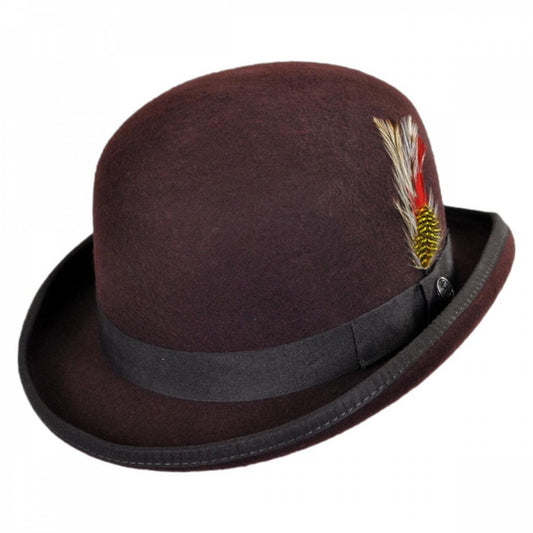 Jaxon Hats | English Wool Felt Bowler Hat | 132055 | lead | BROWN