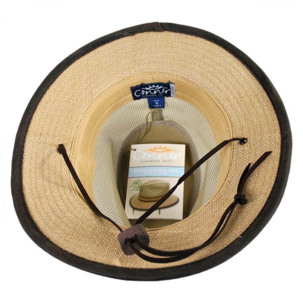 Conner | Mesh Crown Hemp Safari Fedora Hat | 402503 | under | CAMEL