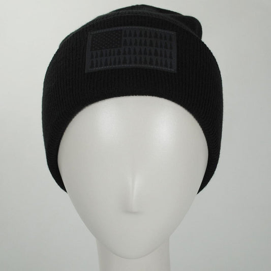 Columbia Sportswear | Tree Flag Acrylic Knit Cuffed Beanie Hat | 500739 | front | BLACK