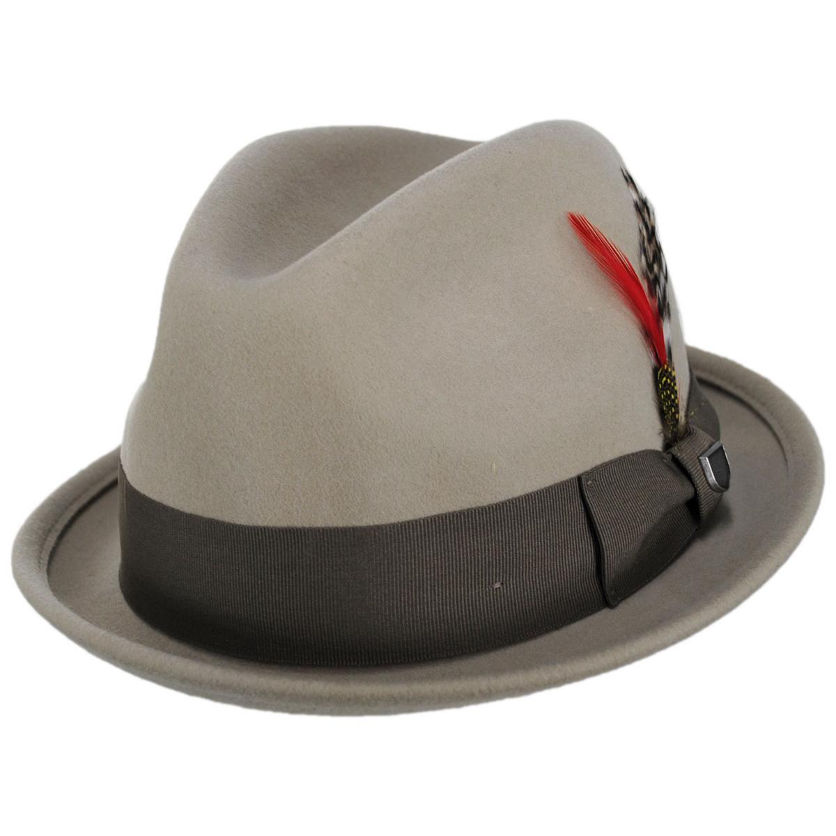 BRIXTON HATS | Gain Wool Felt Fedora Hat | 135600 | lead | SAND/ANTIQUE BRASS
