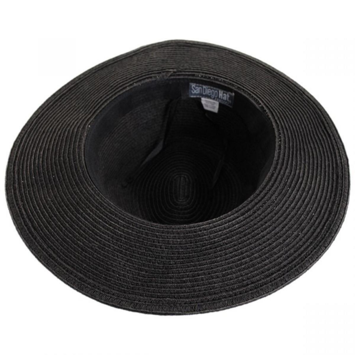 San Diego Hat Company | Ultrabraid Water Repellent Toyo Straw Fedora Rain Hat | 103653 | under | BLACK