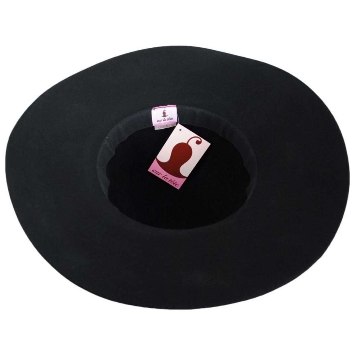 sur la tete | Vintage Wool Felt Floppy Hat | 125512 | under | BLACK