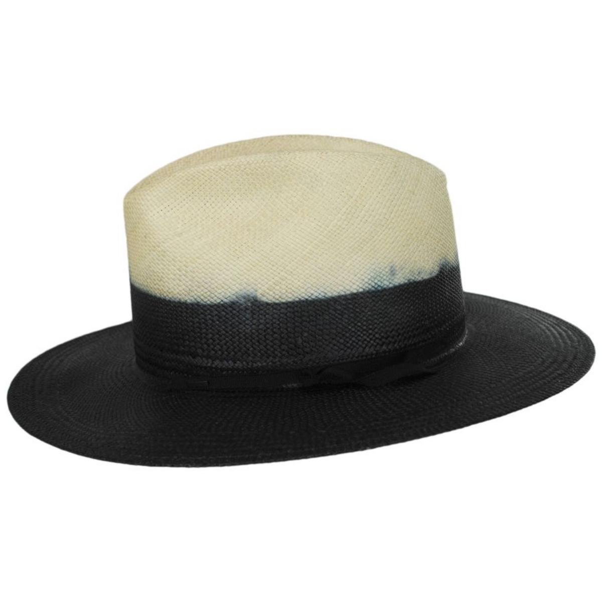 Bailey 1922 | Rask Gradient Panama Straw Fedora Hat | 127760 | profile | BLACK