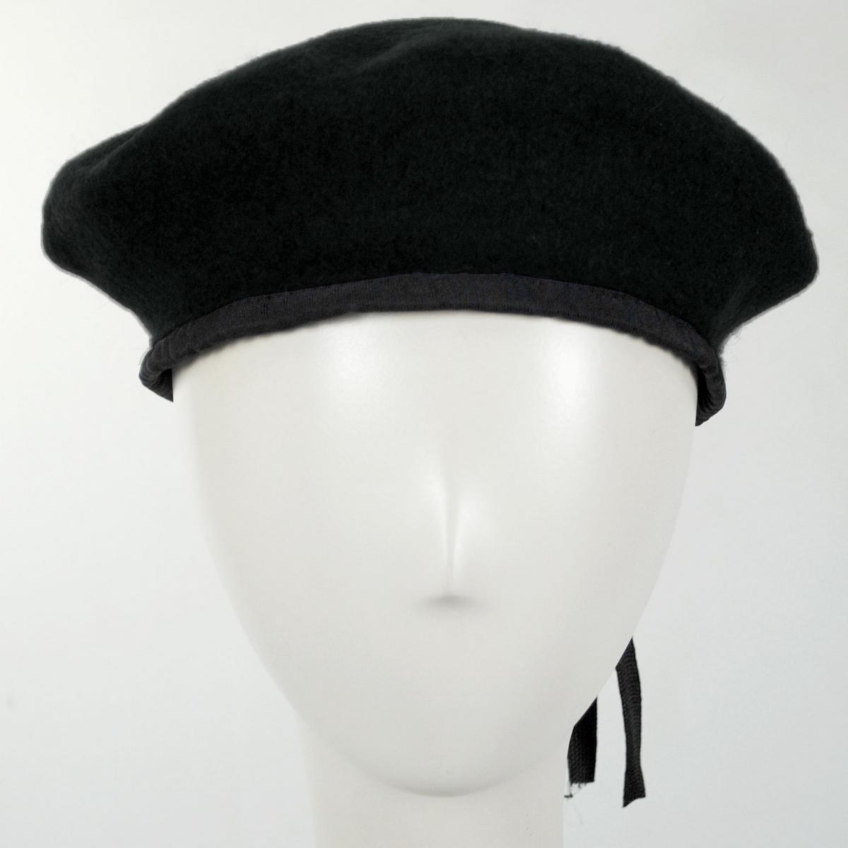 Village Hat Shop | Wool Military Beret | 152540 | front | BLACK
