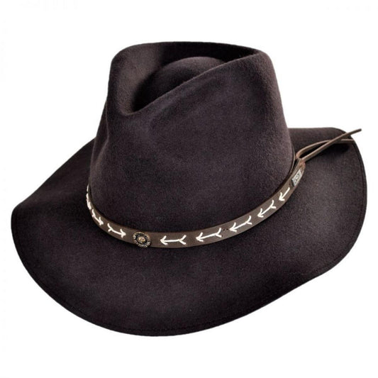 Conner | Mt. Warning Arrow Band Wool Felt Outback Hat | 130925 | lead | BROWN