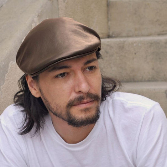 Stefeno Hats | Lambskin Luxe Ascot Cap | 171503 | lsmone | BROWN