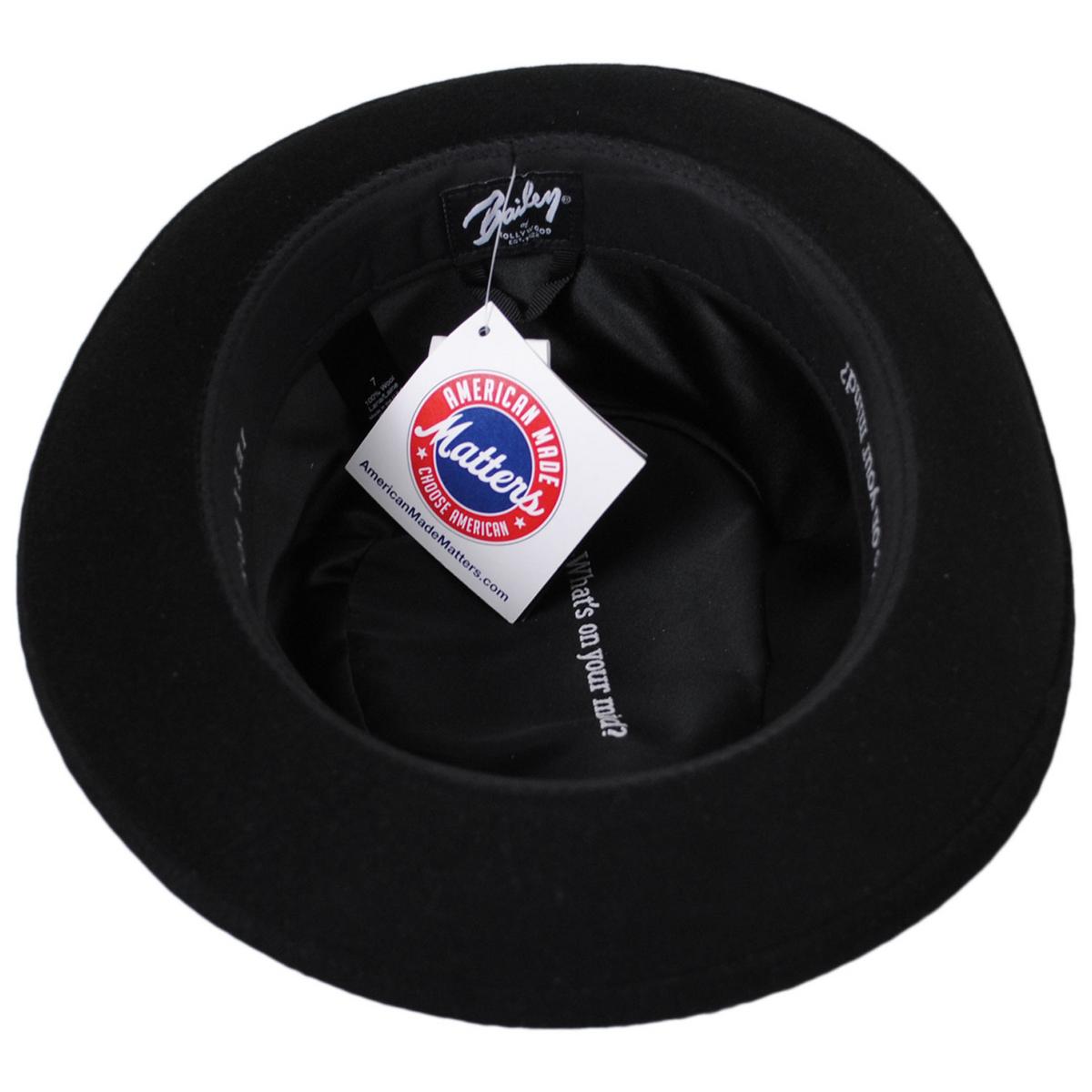 Bailey 1922 | Heritage Jett Wool Felt Pork Pie Hat | 130004 | under | BLACK