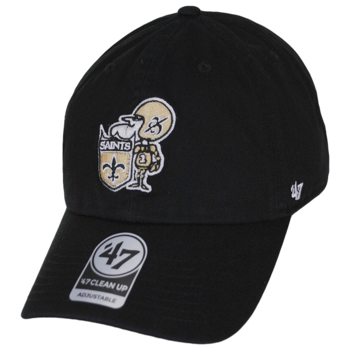 47 Brand | New Orleans Saints NFL Clean Up Strapback Baseball Cap Dad Hat | 203660 | lead | BLACK/GOLD