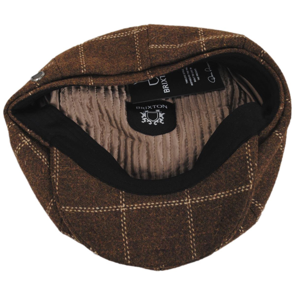 BRIXTON HATS | Brood Baggy Plaid Wool Blend Newsboy Cap | 161505 | under | COPPER/TAN