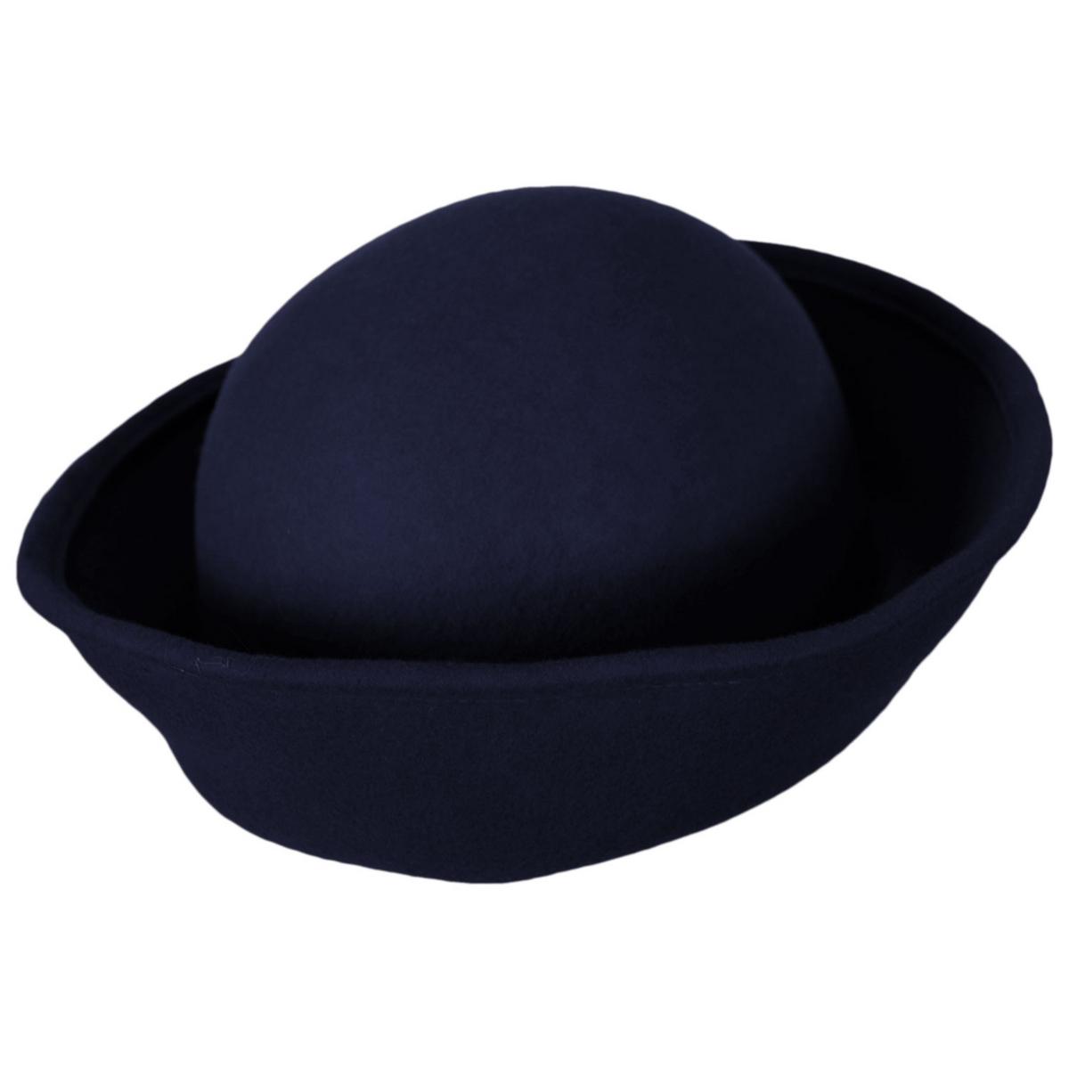 Kathy Jeanne | 6-Way Shapeable Wool Felt Cloche Hat | 124715 | detailtwo | NAVY