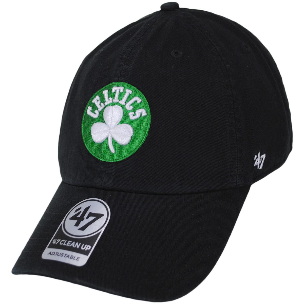 47 Brand | Boston Celtics NBA Clean Up Strapback Baseball Cap Dad Hat | 203951 | lead | BLACK