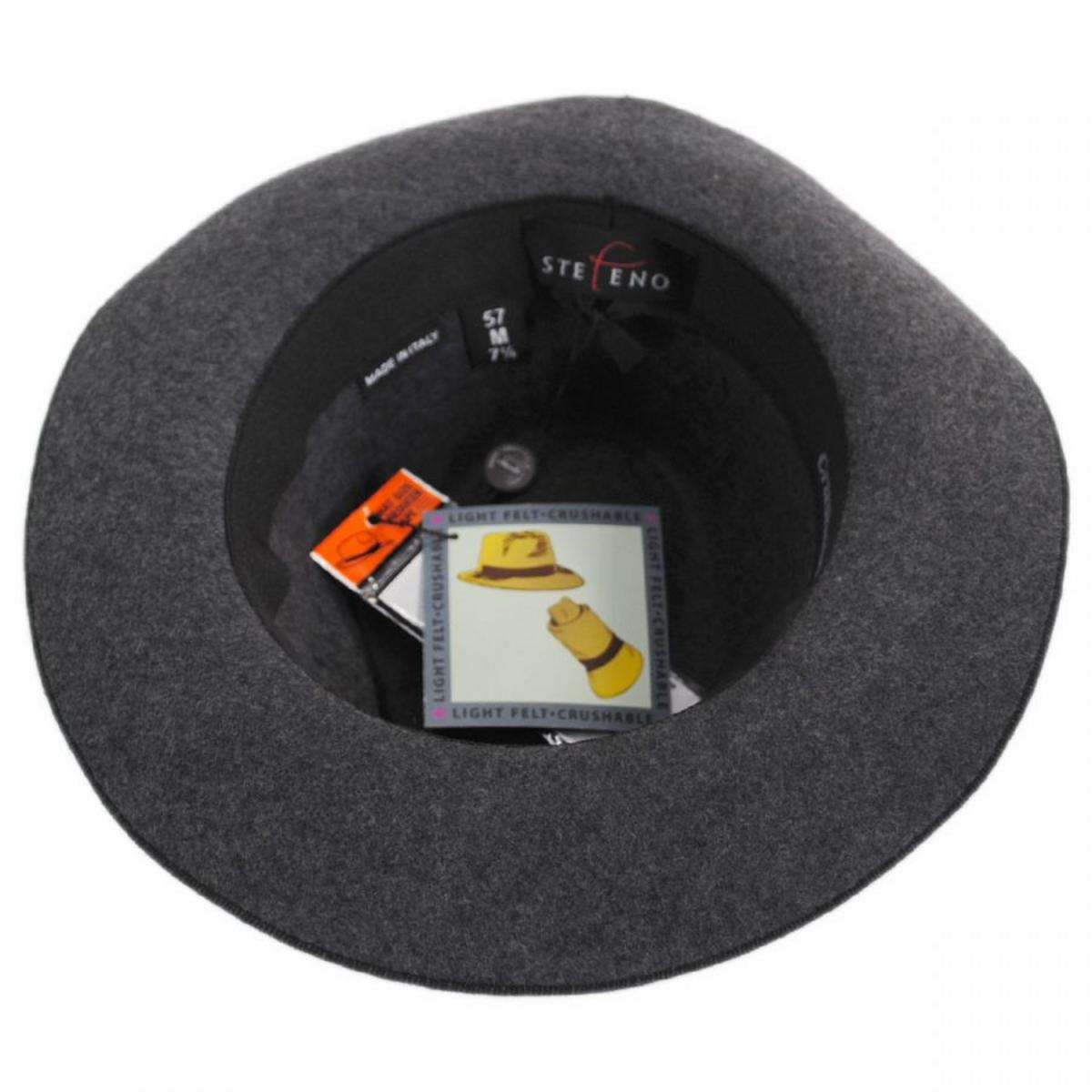 Stefeno Hats | Desmond Crushable Wool Felt Fedora Hat | 136066 | under | GREY MIX