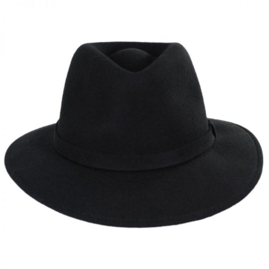 Stefeno Hats | Slope Earflap Wool Felt Fedora Hat | 136064 | front | BLACK