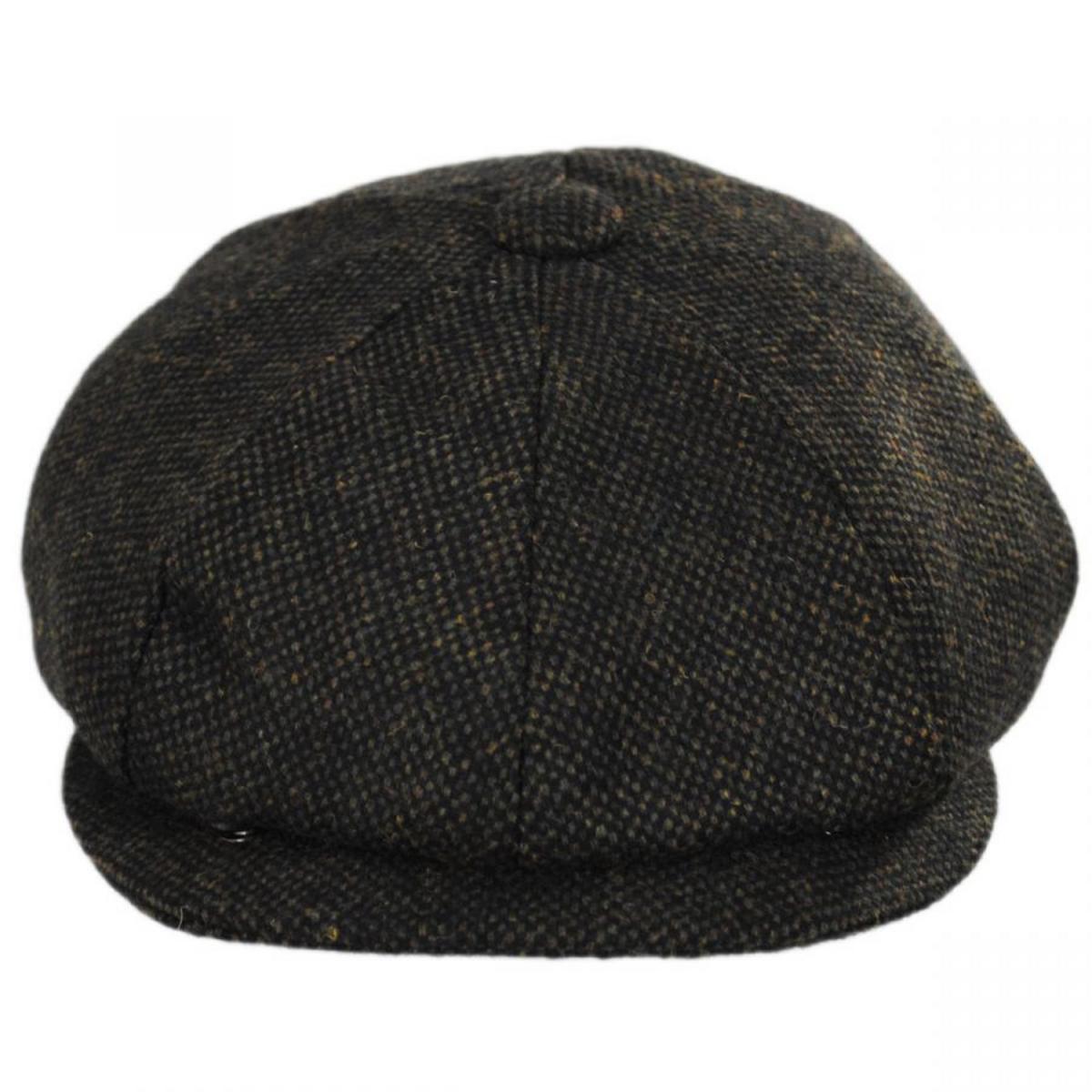 Jaxon Hats | Sidecar Nailhead Wool Blend Newsboy Cap | 167564 | front | GREEN/BLACK