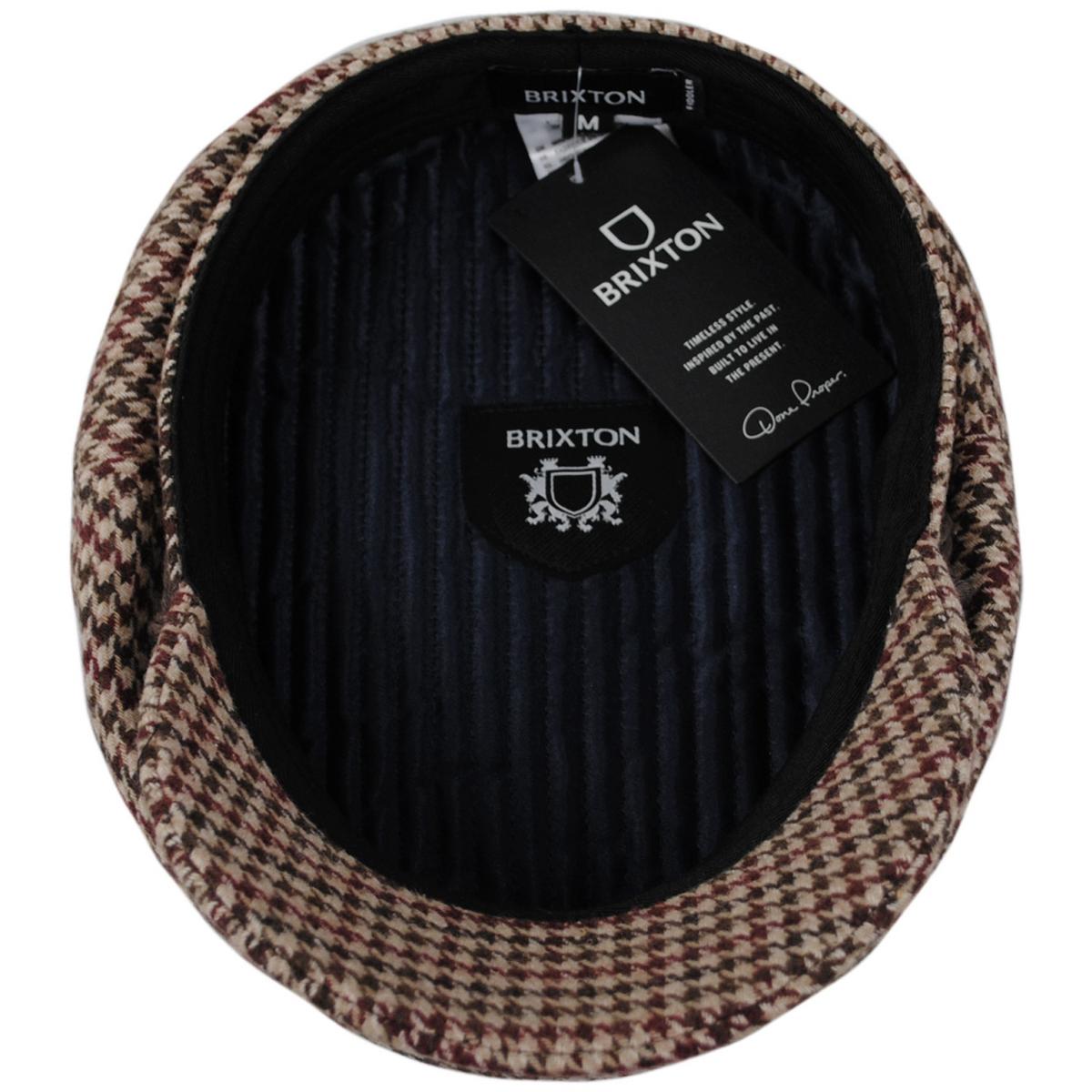 BRIXTON HATS | Wool Blend Houndstooth Fiddler Cap | 181303 | under | TIGER'S EYE/BROWN