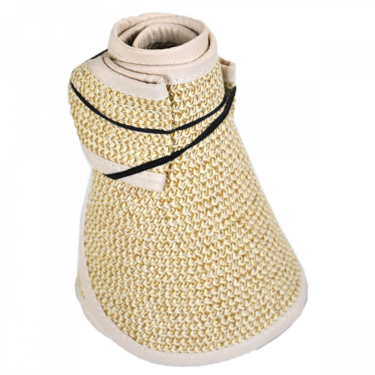 sur la tete | Roll Toyo Straw Braid Visor | 198550 | detailtwo | TOAST TAN