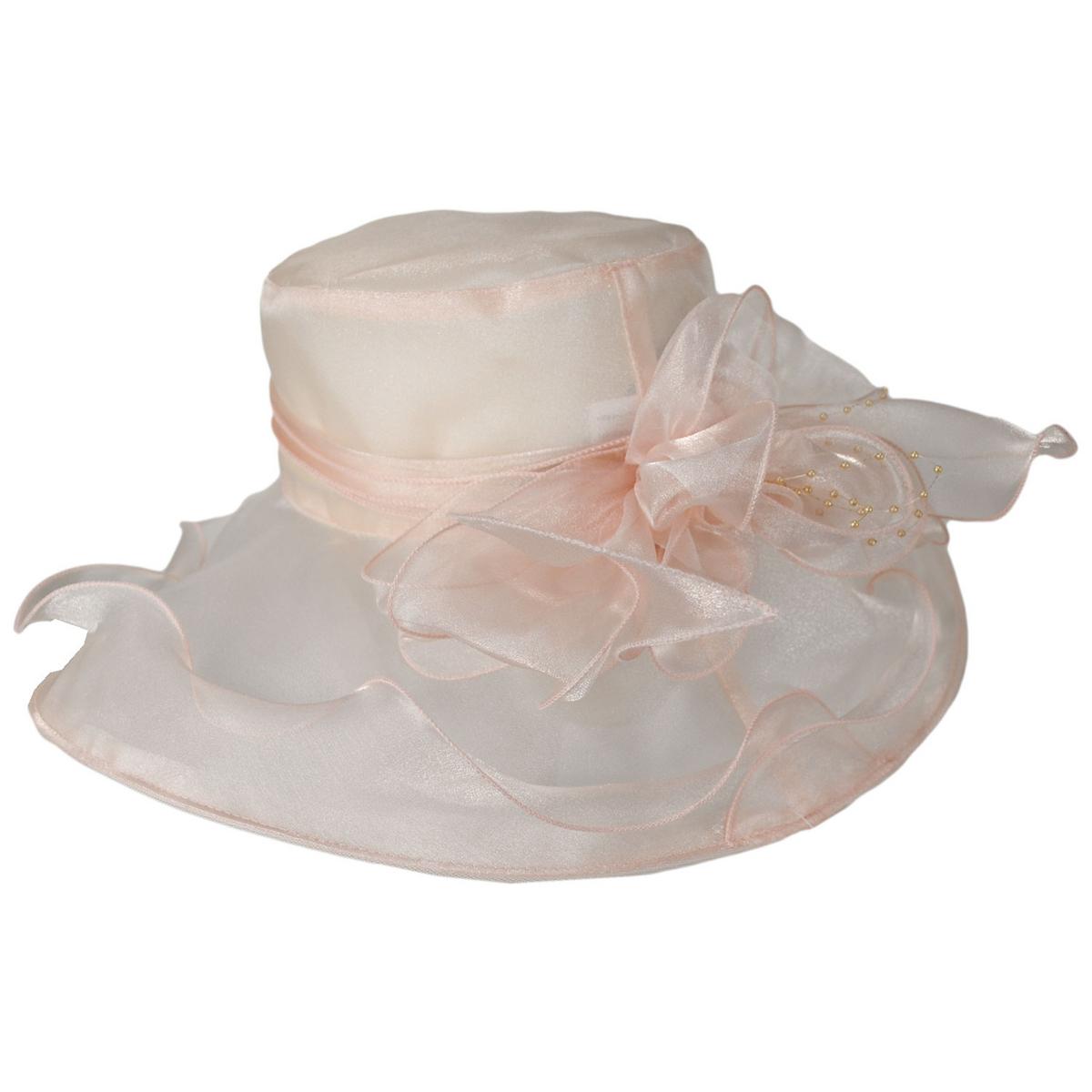 San Diego Hat Company | Organza Pearl Boater Dress Hat | 121052 | profile | LIGHT PALE PINK