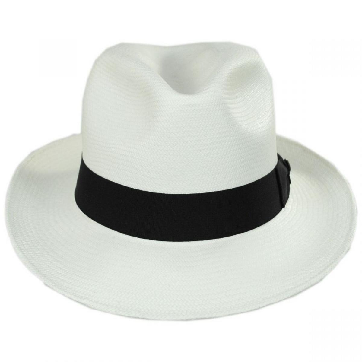 Bigalli | Grade 8 Panama Straw Fedora Hat | 129203 | front | WHITE