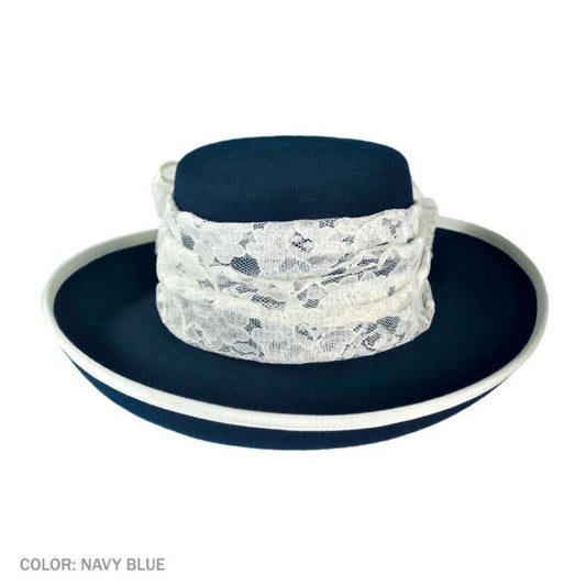 Bollman Hat Company | Heritage Collection 1900s Gibson Girl Wool Felt Hat | 123287 | front | NAVY BLUE