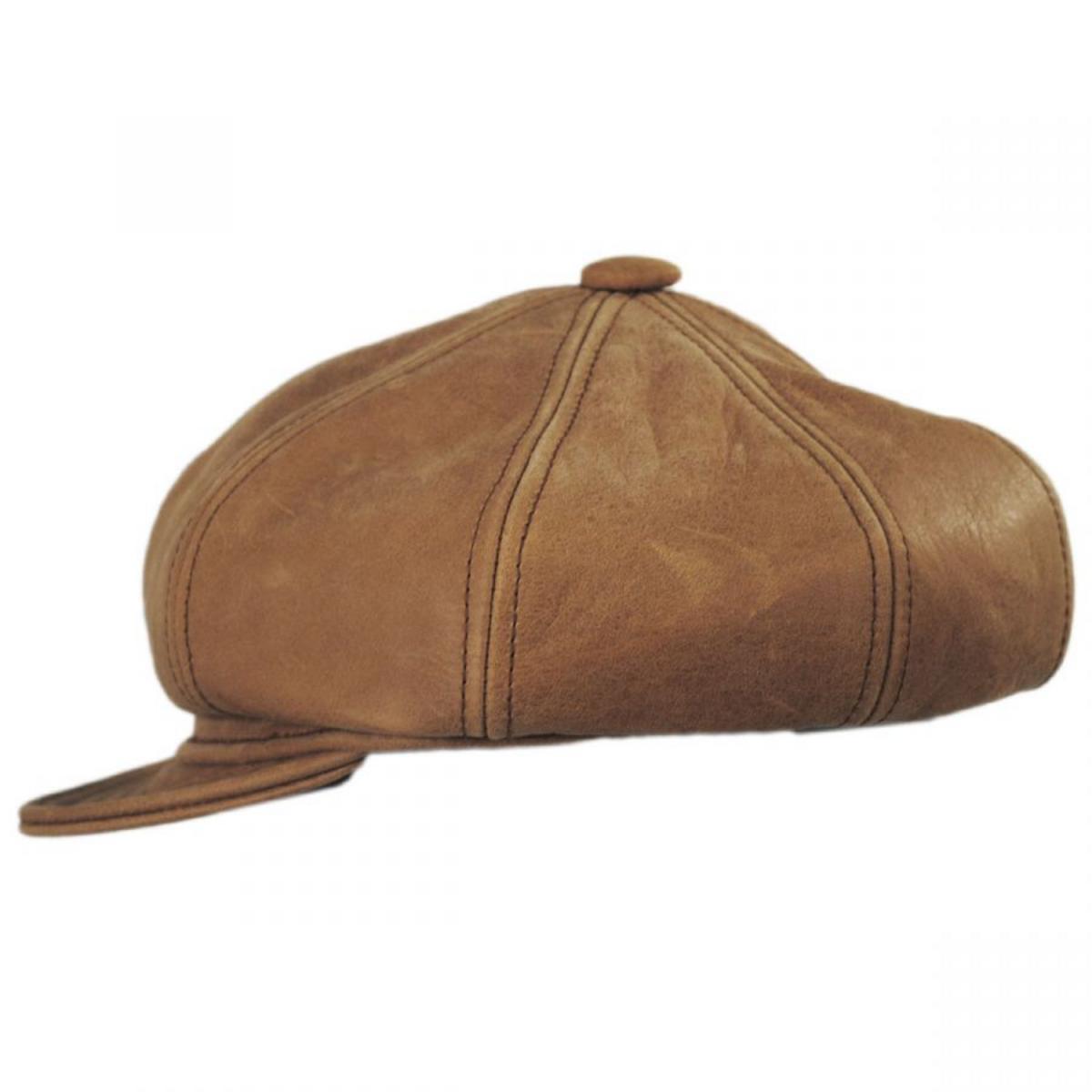 NEW YORK HAT CO | Vintage Spitfire Leather Newsboy Cap | 161102 | profile | RUST