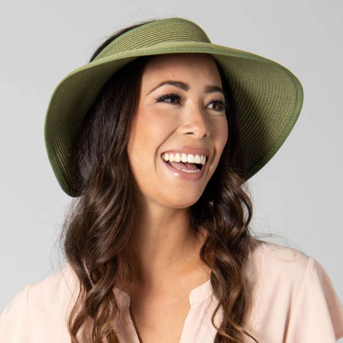 San Diego Hat Company | Roll Up Toyo Straw Visor | 197300 | front | SAGE GREEN