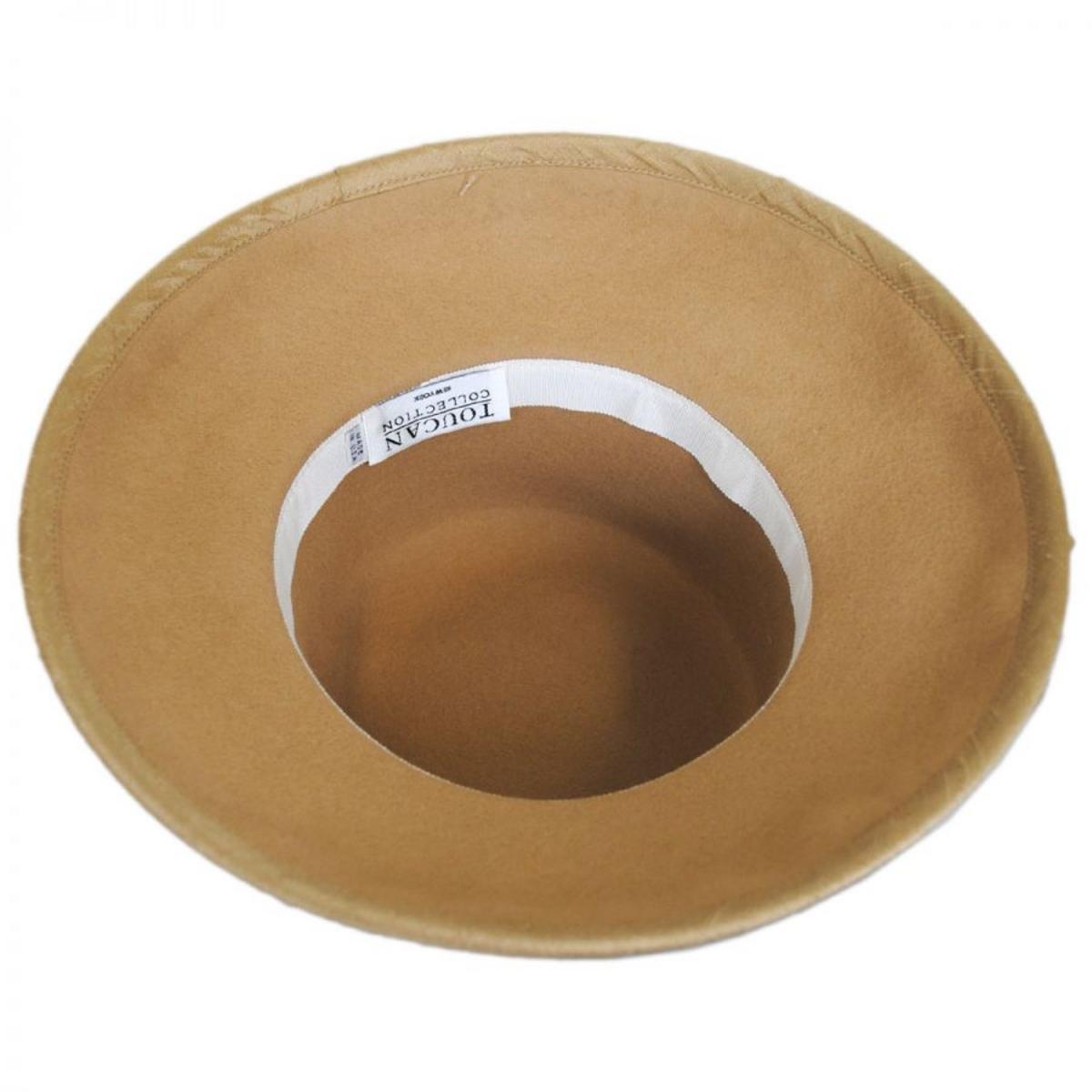 Toucan Collection | Silk Bow Wool Felt Lampshade Hat - Made to Order | 125832 | under | CAMEL