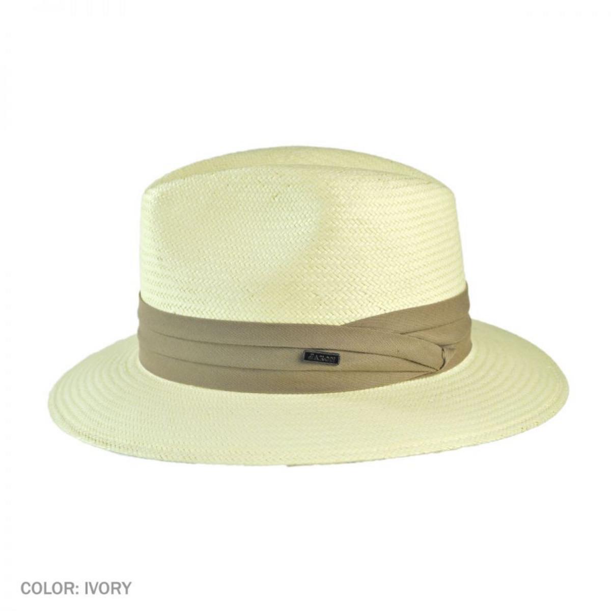 Jaxon Hats | Toyo Straw Safari Fedora Hat - Khaki Band | 129914 | profile | IVORY