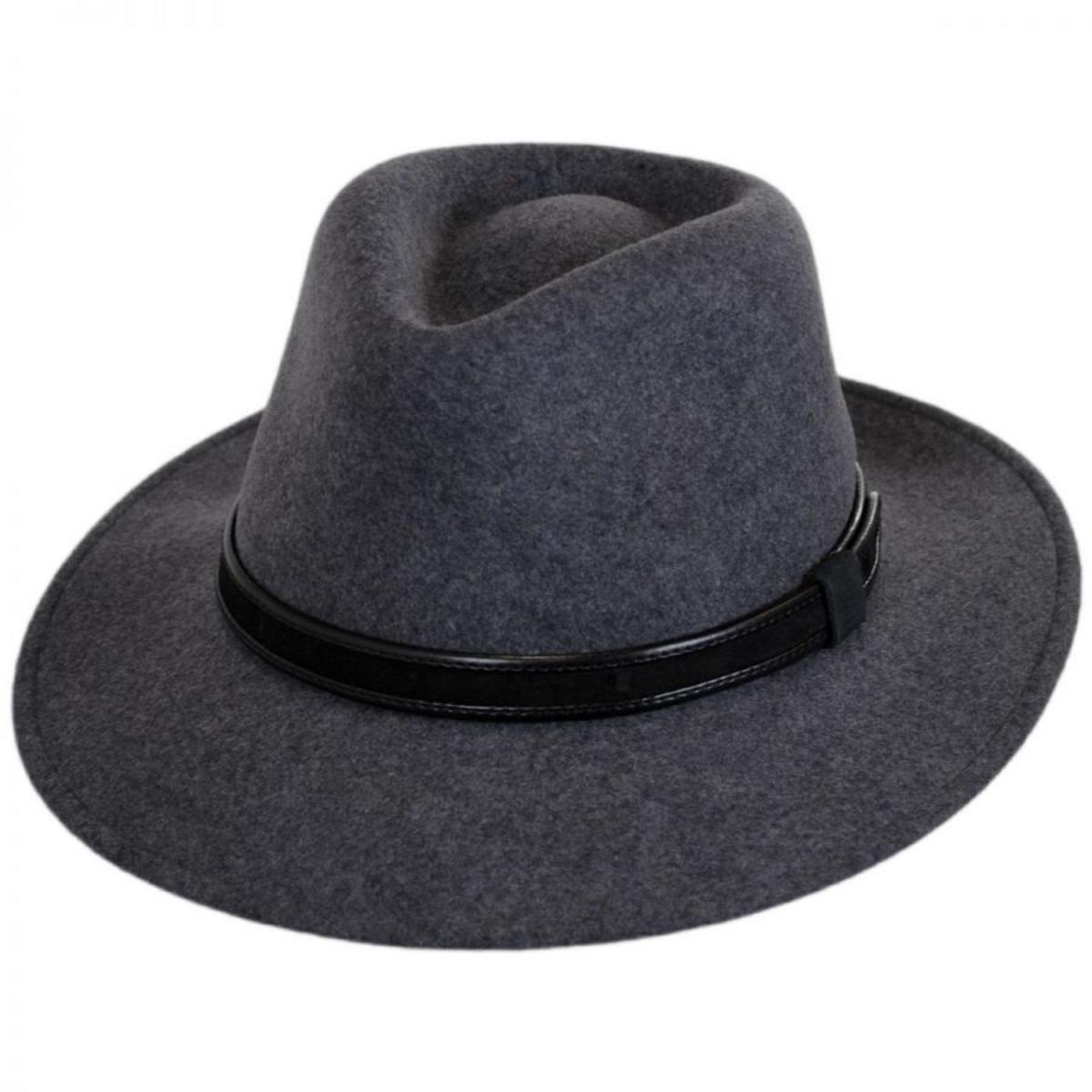 Stefeno Hats | Hiker Wool Felt Safari Fedora Hat | 136062 | lead | GREY MIX