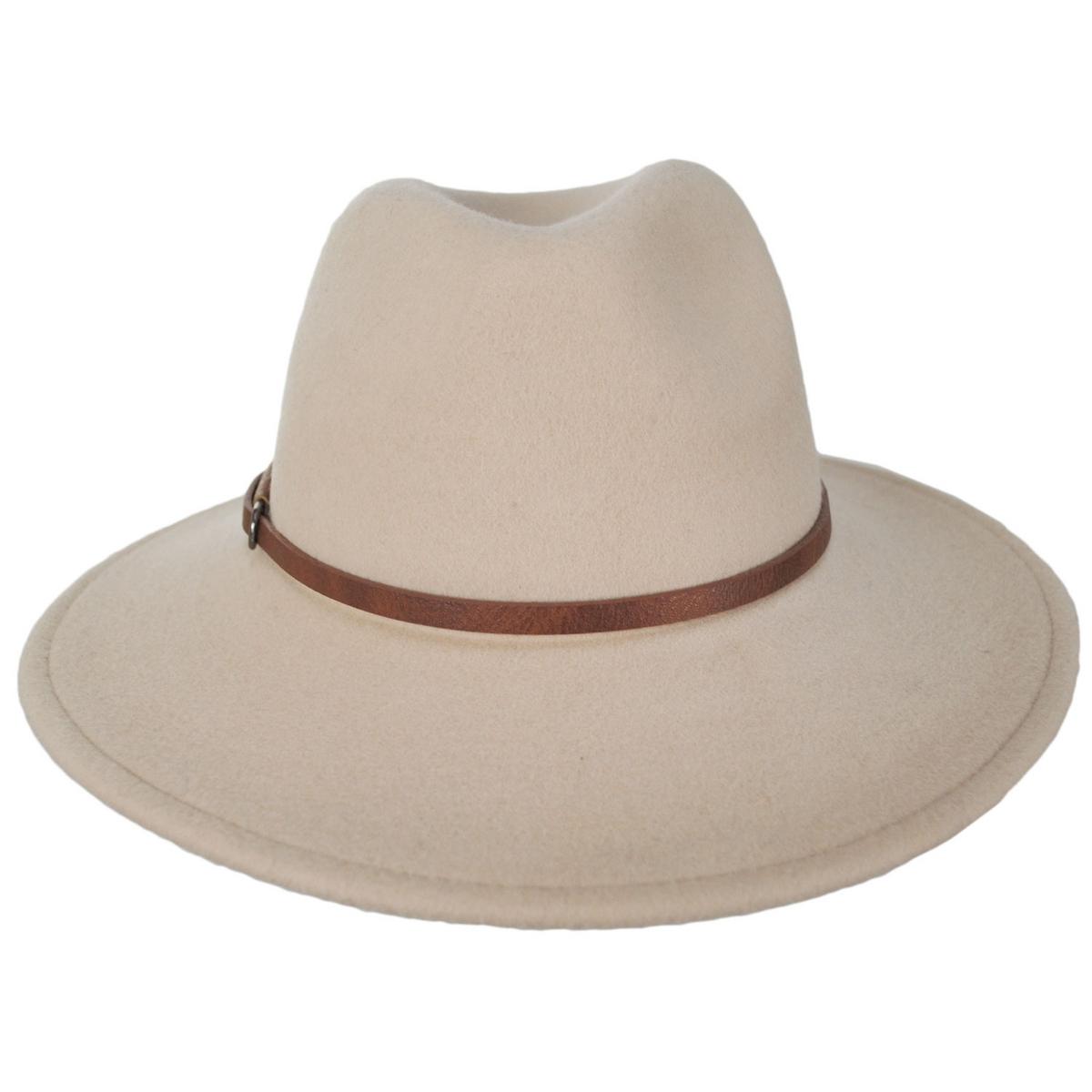 Scala | Brigitta Wool Felt Safari Fedora Hat | 123509 | top | MINK