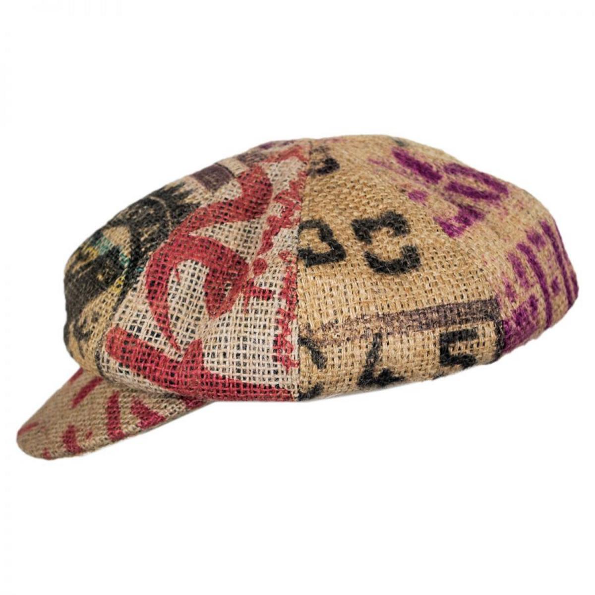 Hills Hats of New Zealand | Havana Coffee Works Jute Baker Boy Hat | 171122 | profile | MULTI