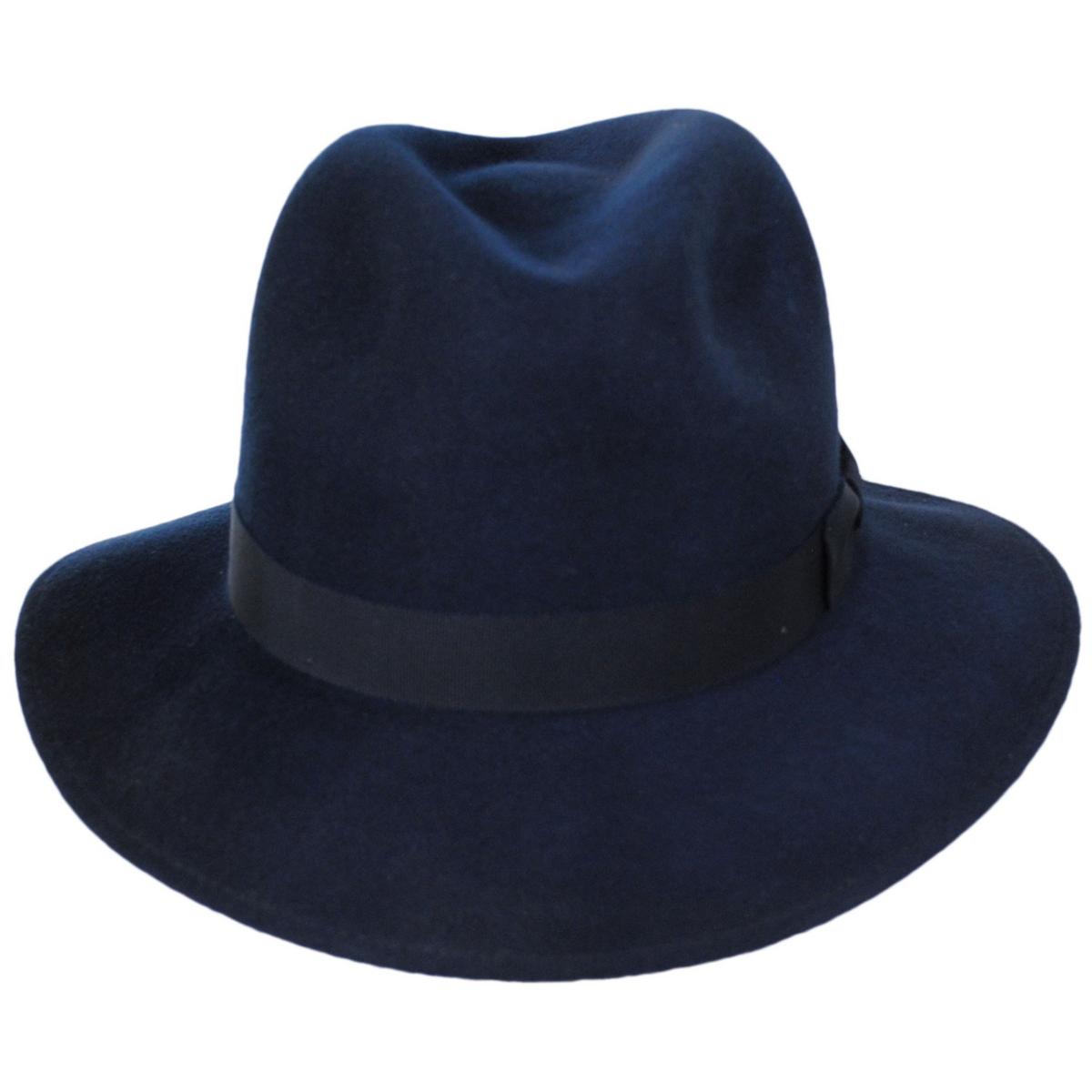Bailey 1922 | Criss Wool LiteFelt Long Teardrop Fedora Hat - Navy | 130157FW23 | front | NAVY
