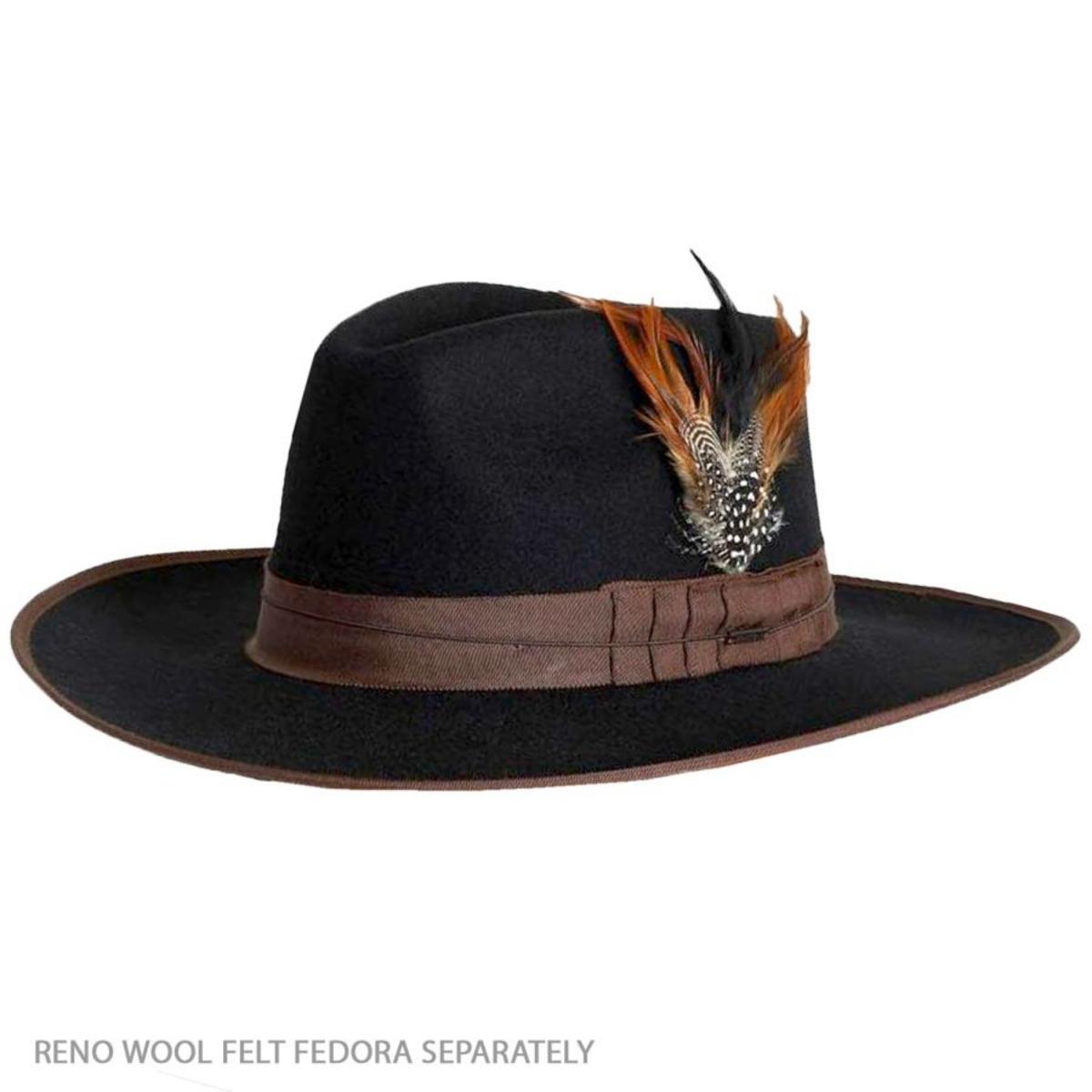 BRIXTON HATS | Side Feather | 601100 | front | BURNT ORANGE/BLACK/MAHOGANY