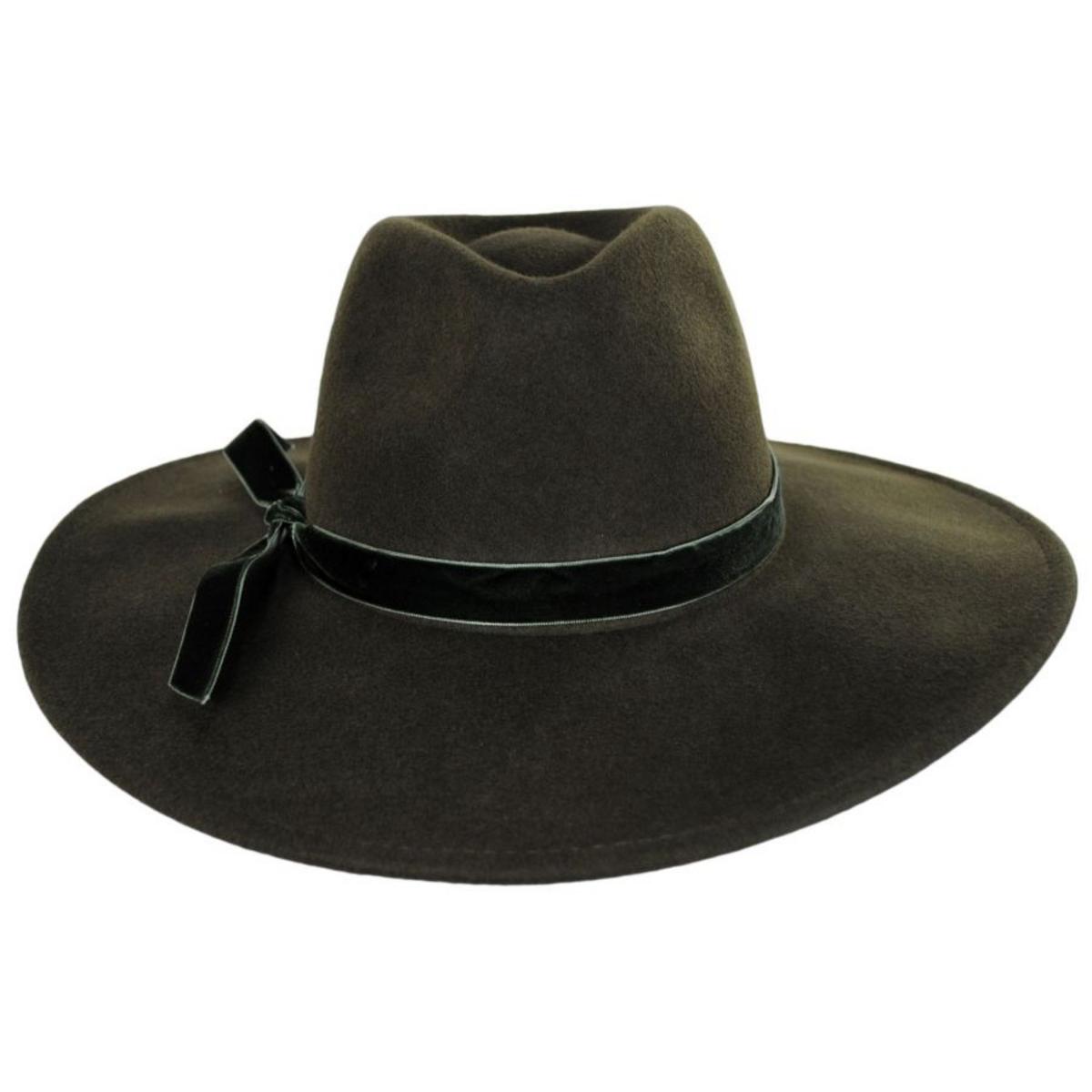Scala | Calista Wide Brim Wool Felt Fedora Hat | 123420 | front | FOREST