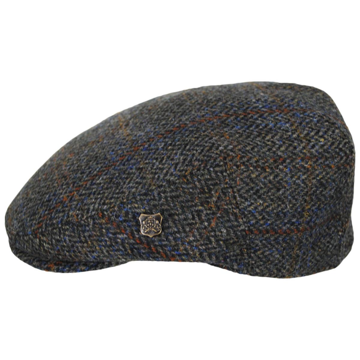 Failsworth | Stornoway Harris Tweed Wool Overcheck Herringbone Flat Cap | 177929 | profile | SAGE GREEN