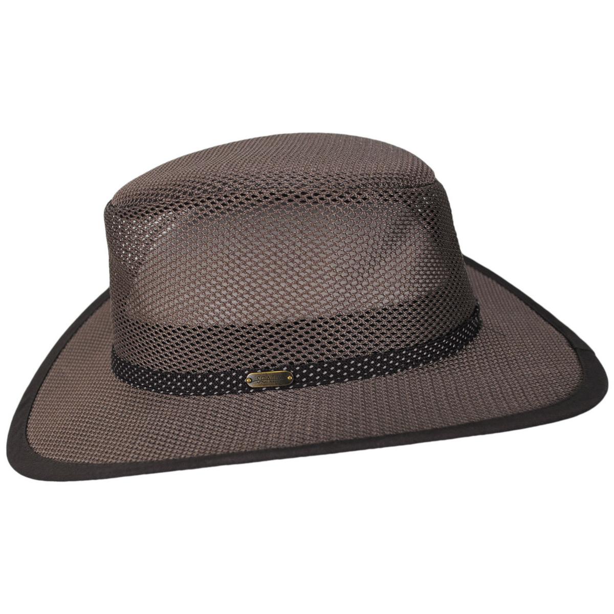 Scala | Mesh Covered Safari Hat | 400202 | profile | WALNUT