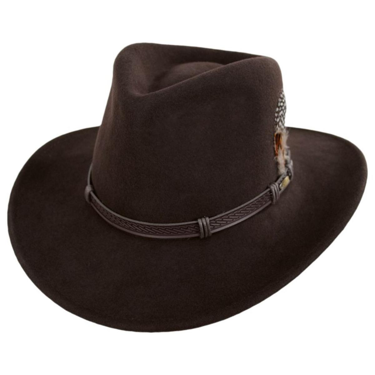 Scala | Falkirk Wool Felt Outback Hat | 130407 | lead | CHOCOLATE